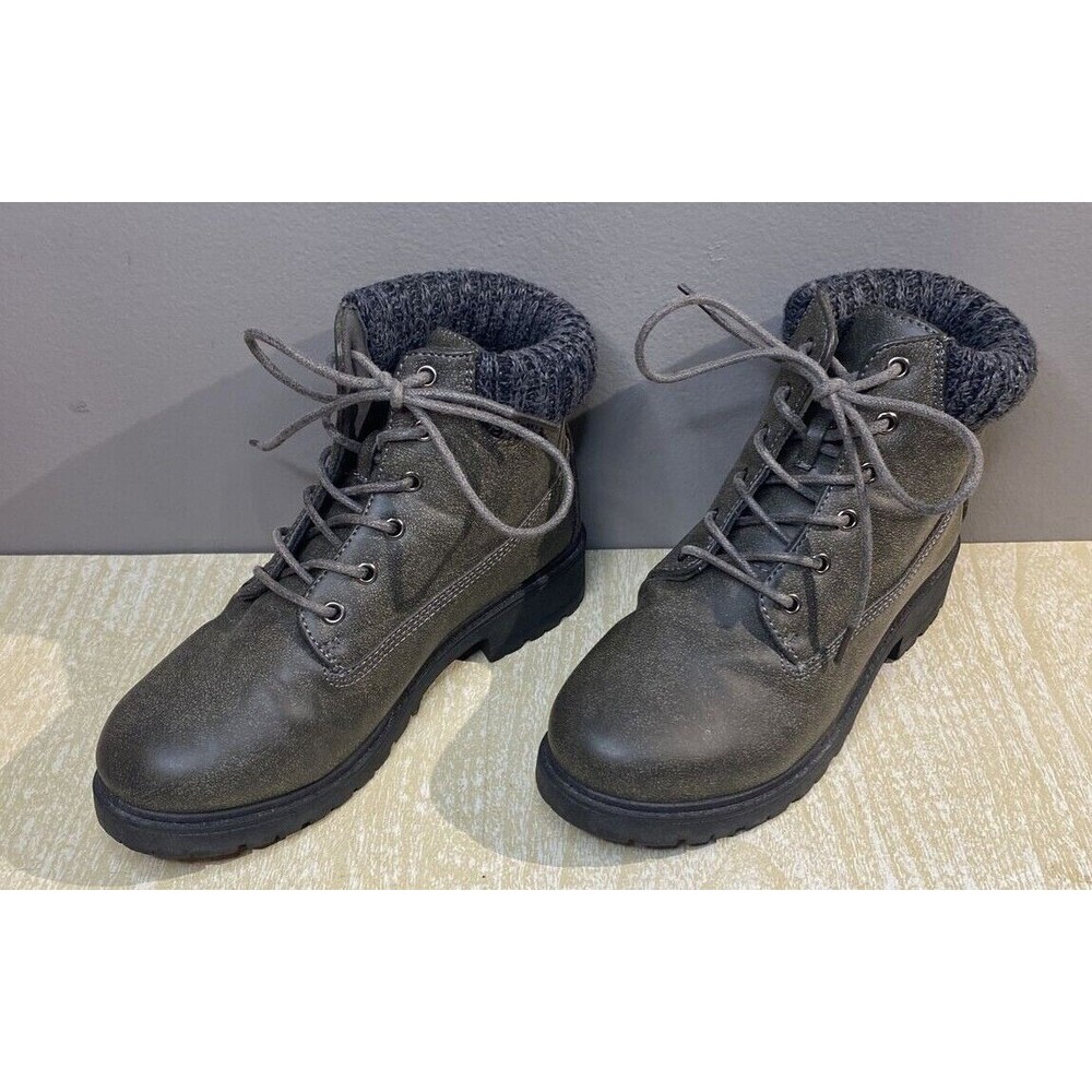 Gray Blue Suede Shoes Brand Boots Women's Size 6 w/ Sweater top Lace-up Hiking - Picture 3 of 8